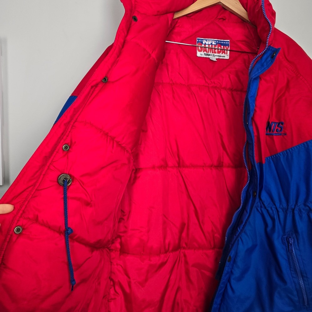 Vintage NFL Gameday by Turbo Sportswear Giants Puffer Jacket Mens Large Red Blue - Picture 8 of 13